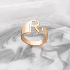 Fashion Simple Jewelry Letter R Geometric Hollow Adjustable Alloy Ring