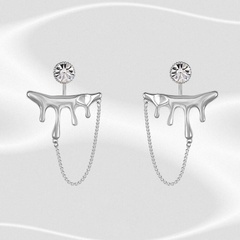Fashion Diamond-Embedded Water Drop Lava Special-Shaped Alloy Earrings