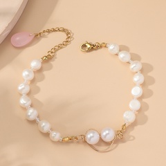 Fashion Retro Women's Freshwater White Pearl Bracelet New Hand Jewelry