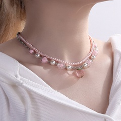 Creative Fresh Pearl Resin Strawberry Necklace Set
