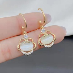 Fashion Simple Geometric Opal Bead-Set Diamond Alloy Ear Clips Earrings