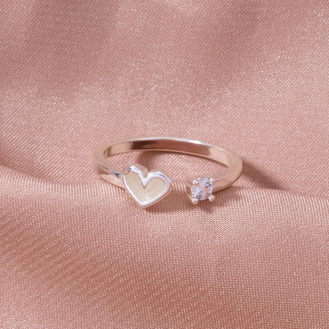 Fashion Simple Heart Geometric Inlaid Zircon Open Copper Ring's discount tags