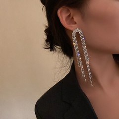 Fashion Shiny Full-Inlaid Rhinestone Long Tassel Earrings