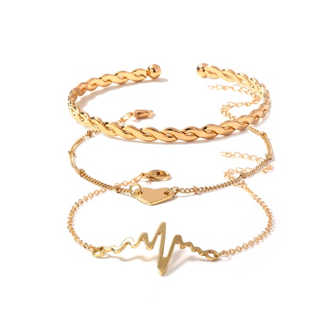 Fashion Heart-Shaped Twist Simple Multi-Layer Copper Bracelet Three-Piece Set's discount tags