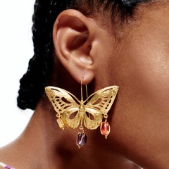 Trendy Cute Metal Crystal Butterfly decor Earrings