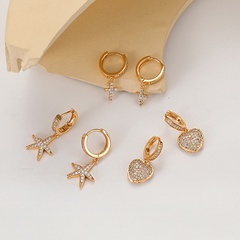 Women's Fashion Heart Shape Star cross pendant Zircon copper Earrings