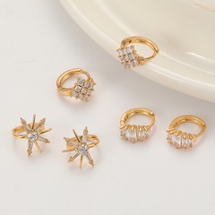 Fashion geometric star 18K Gold copper Zircon Earrings