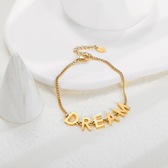 Fashion Simple Dream Letter Pendant 14K Gold Plated Titanium Steel Bracelet Wholesale
