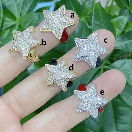 Anillo Retro colorido con incrustaciones de circonio de cinco puntas estrella Decoración's discount tags