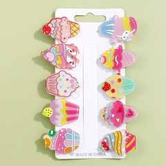 Kid'S Cute Ice Cream Cake Acrylic Hair Accessories Printing and Dyeing No Inlaid Hair Clip 1 Set