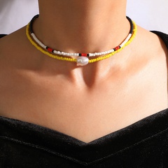 Mode Neue Bohemian Multi-Farbe Gestapelt Acryl Perle Anhänger Multi-Schicht Halskette