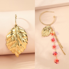 Fashion New Retro Leaf-Shaped Simple Flower Tassel Stainless Steel Earrings