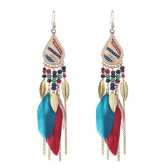 Fashion Alloy Feather Feather Earrings Daily Beaded Unset Drop Earrings 1 Piece