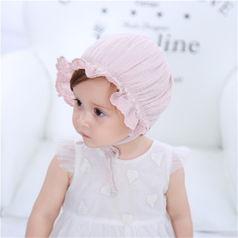 Lindo Jersey de algodón de gasa bebés Color sólido sombrero rosa's discount tags