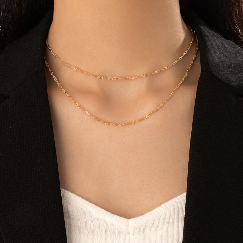 Mode Ornament Einfache Kette DoppelSchicht Einfache Geometrische Legierung Halskette