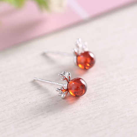 2022 New Fashion Cute Red Garnet Antler-Shaped Alloy Stud Earrings's discount tags