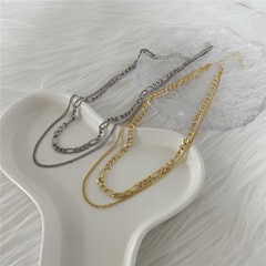 Korean Style Double-Layer Simplicity Fashion NK Cuban Link Chain Necklace Female European and American Entry Lux Sweet Grace Cool Style Clavicle Chain Neck Chain