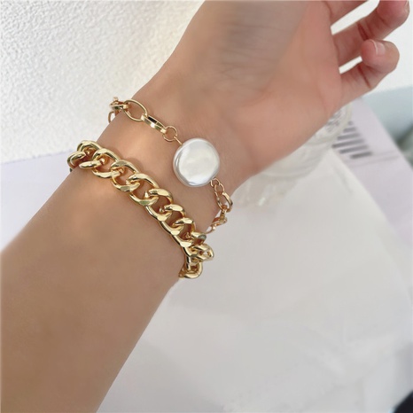 Hip Hop style Cuban Chain Pearl Stitching chain Bracelet's discount tags