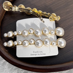 retro new style metal round Pearl Spring Clip hair Clip