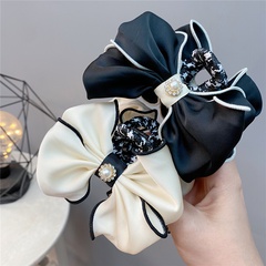 Korean Style Reversible Bow hair Claw Clip Leopard Print Pearl Hairpin