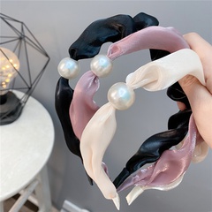 Sweet Style Pearl Fabric Pleated Thin Headband Solid Color Hair Accessories