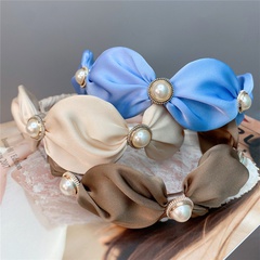 Korean Style Bow Pearl 8 Shaped Ice Cream Color Headband Cloth Hair Accessories