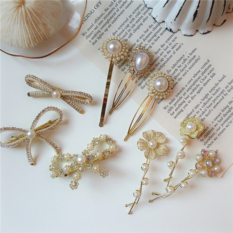 Vintage elegante lazo flor perla Diamante de imitación borde decoración horquilla's discount tags