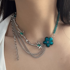 2022 sommer Mode Kreative Klein Blaue Blume Multi-Schicht Quaste Nähte Halskette