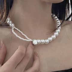 Mode Verfeinert Große und Kleine Perlen Nähen Handgemachte Perlen Halskette