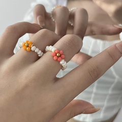 Fashion Nette Perle Perlen Bunte Blumen frauen Handgemachte Ring