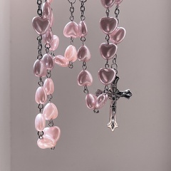 Mode Kreative Rosa Herz Perle Kreuz Band Bogen Halskette 2-Stück