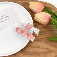 Spring and Summer Pink Heart-Shaped Hairpin Bang Clip Hair Accessories