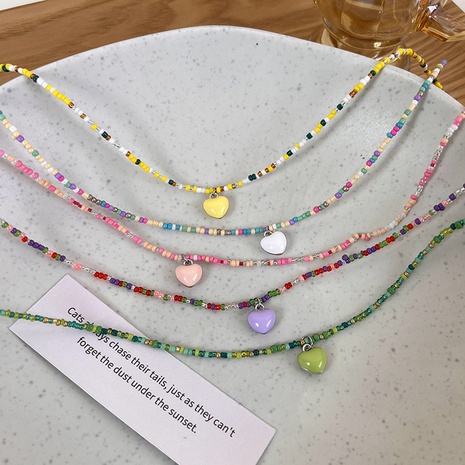 Mode Macaron Multicolor
Perlen Herz Geformt Anhänger Halskette's discount tags