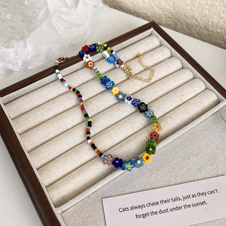 Mode Glaçure colorée Fleur En Forme de Perles Nouveau Collier's discount tags
