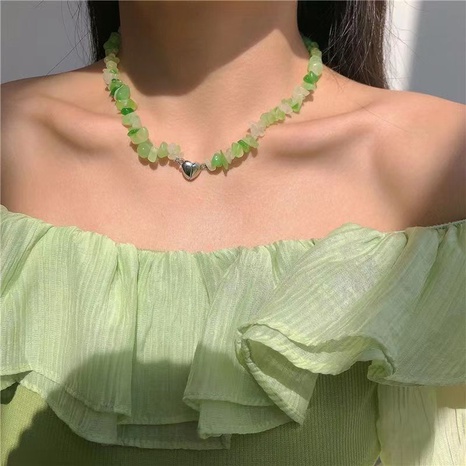Mode Magnet Herzförmigen Anhänger Grün Perlen Halskette Zubehör's discount tags