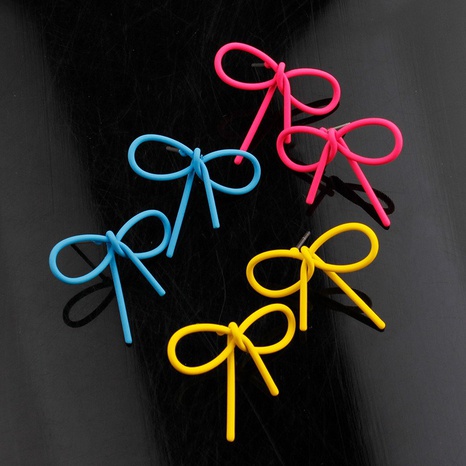 Solide couleur Personnalisé Minimaliste Bowknot en forme oreille goujons's discount tags