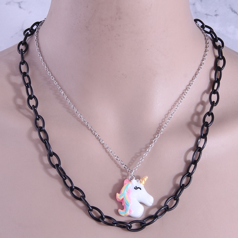 new Fashion Horse Pendant Double-Layer Chain Necklace's discount tags