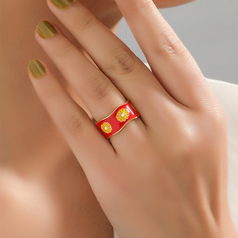 Mode Tropft Öl Daisy Muster Legierung Ring Ornament's discount tags