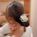 Fashion Large Camellia Bow Shaped Hair Ring Pearl Beaded Hair Accessorypicture4