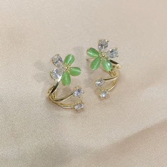 2022 neue Mode Elegante Grüne Opal Intarsien Blume Form Ohrringe