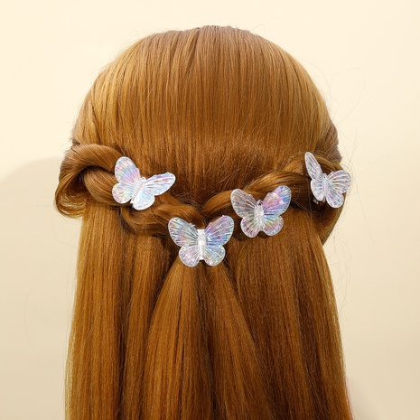 Women'S Cute Simple Style Butterfly Transparent Synthetic Resin Hair Accessories Polishing No Inlaid Hair Clip 1 Set's discount tags
