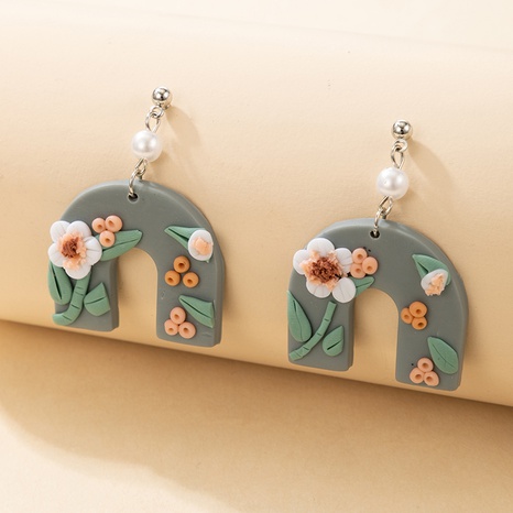 Ethnische Stil Polymer Clay Geometrische Perle Blume anhänger Ohrringe's discount tags