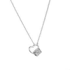 Fashion Elegant Heart Cylinder Pendant Rhinestone Inlaid Clavicle Chain Necklace Wholesale