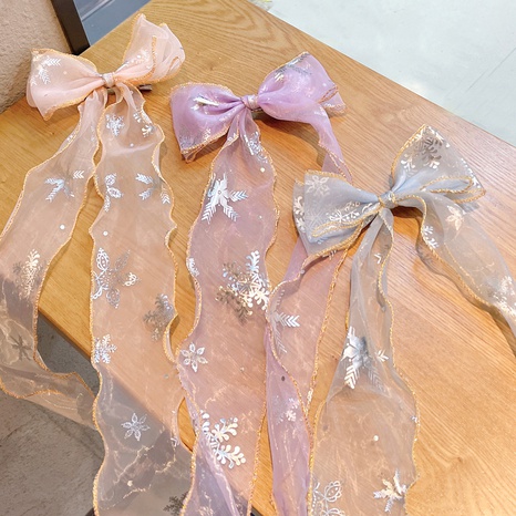 Barrettes de malla de pelo trenzados cinta lazo transparente tocado para niños de moda's discount tags