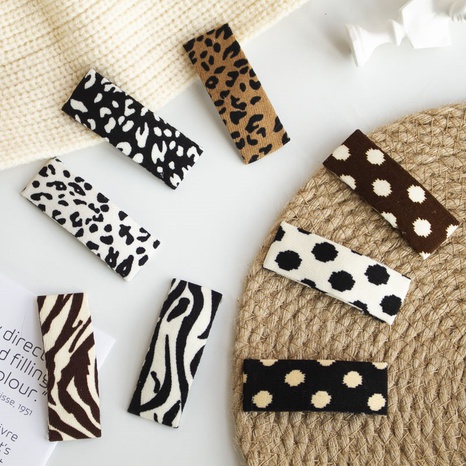 New Fashion Leopard Print Fabric Simple Women Hair Clip 6 PCs's discount tags