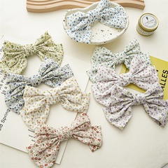 Korean Style Bow Floral printed cloth Spring Clip