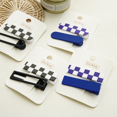 Accesorios de pelo de Clip de pico de pato de acrílico a cuadros de tablero de ajedrez blanco y negro de verano de estilo coreano