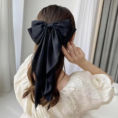 Fashion Solid Color Oversized Bow Spring Hair Clip Ponytail Ribbon Headdress