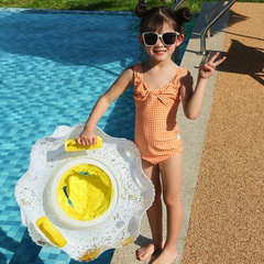 Anillo de Pedestal inflable para niños con forma de flor de lentejuelas engrosadas