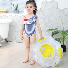 Anillo de natación inflable para niños con forma de flor de lentejuelas engrosadas de moda
